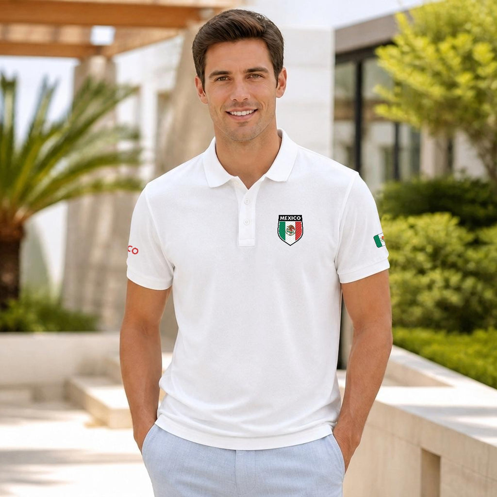 Camisa Tipo Polo de México Clásica de  Bordada