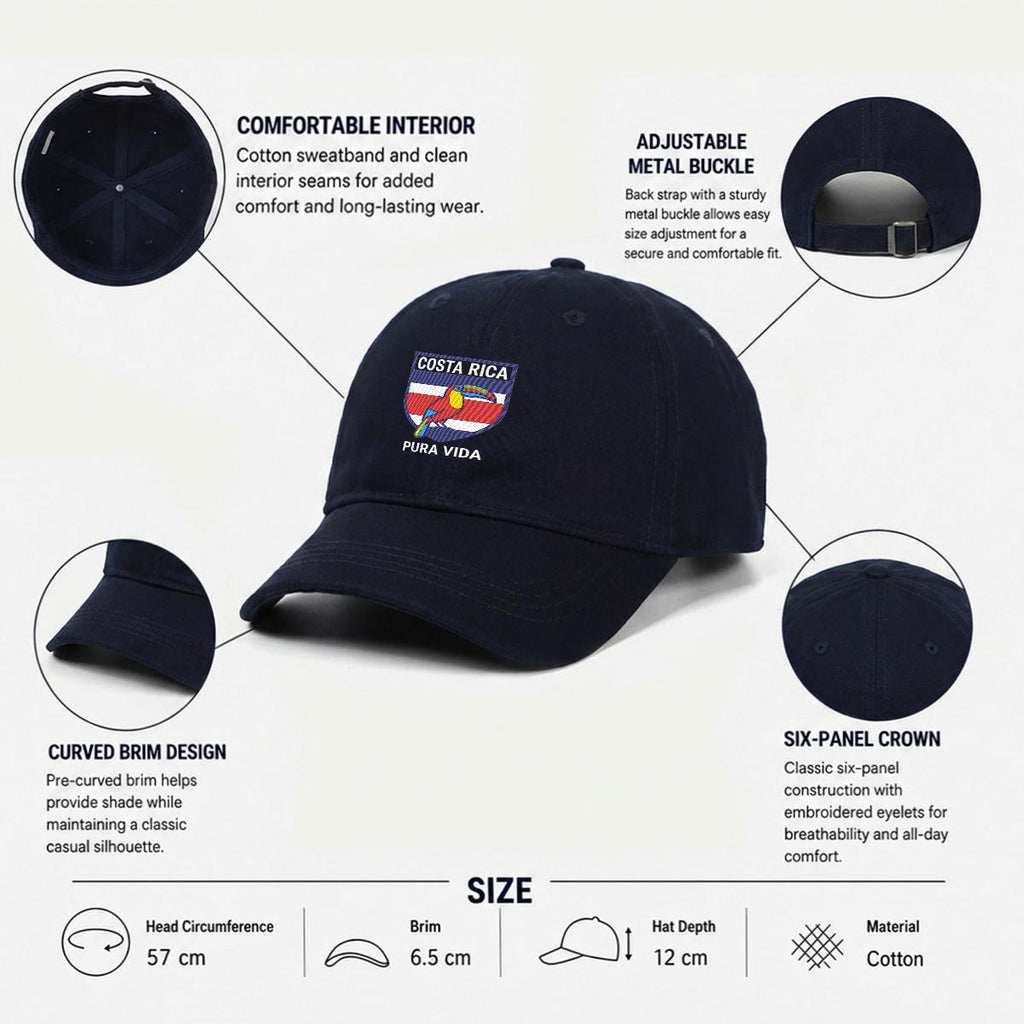 Gorra de Costa Rica Bordada Premium Pura Vida de Algodón Estilo Casual
