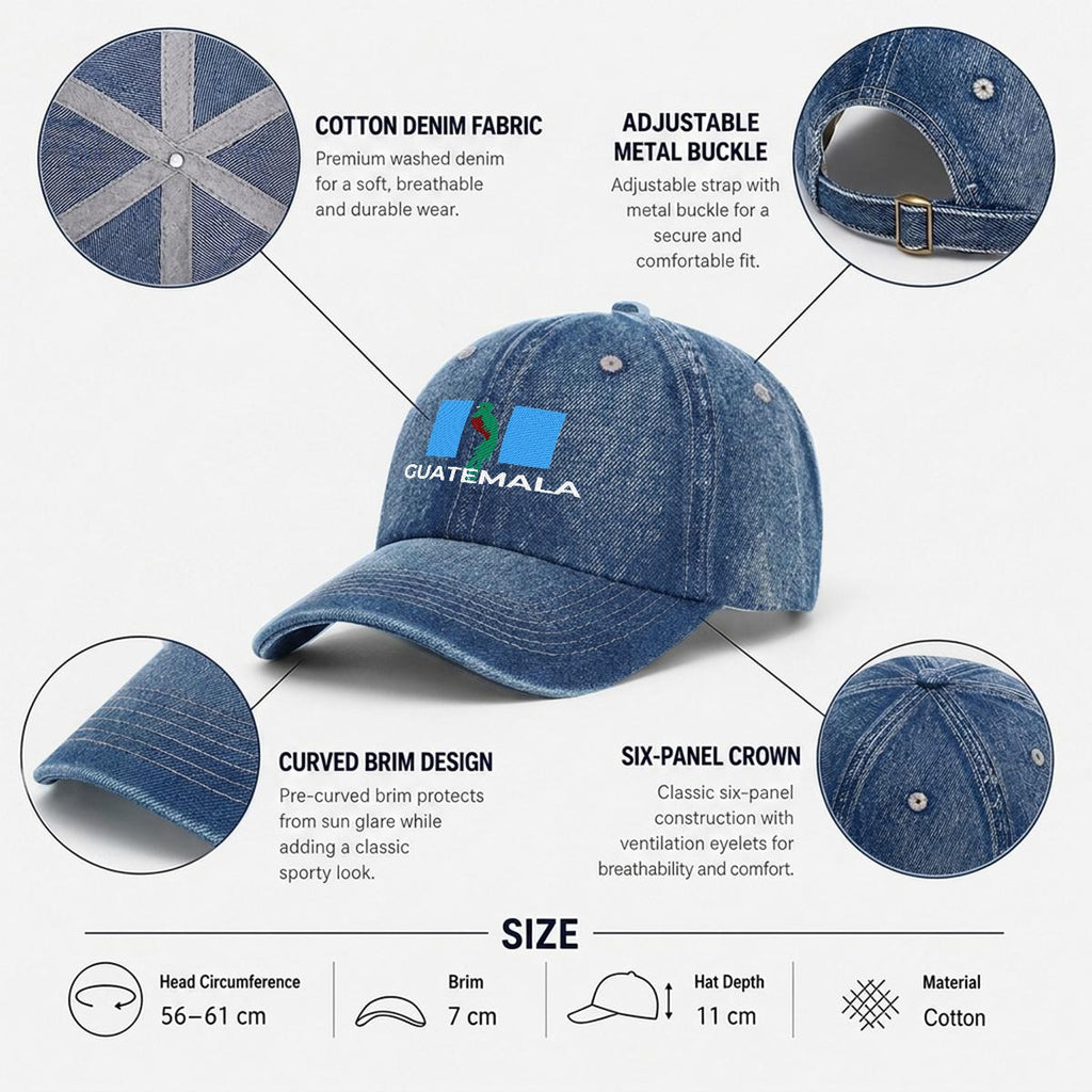 Gorra de Guatemala Bordada Premium de Algodón con Diseño de Quetzal Estilo Vintage