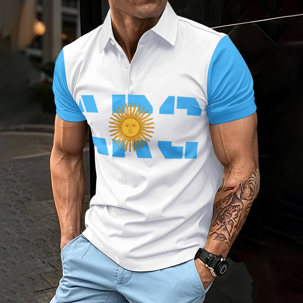 Polo Golf deportivo Argentina Celeste y Sol saliente