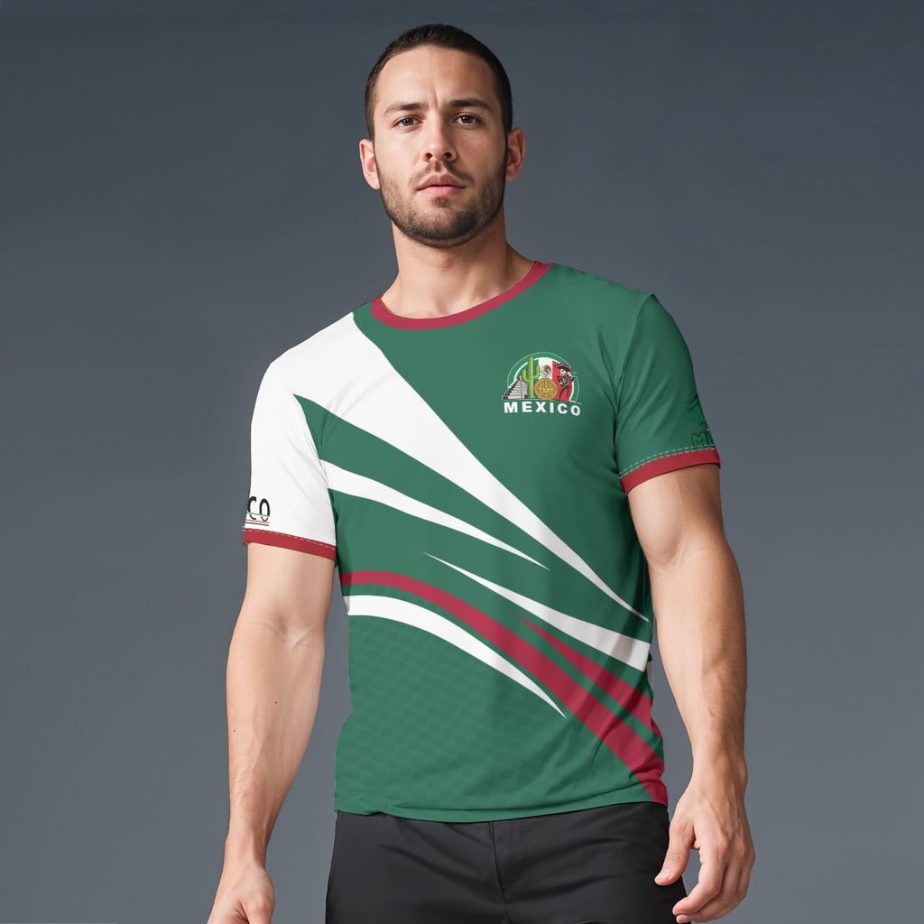 Camisa Deportiva de México Tricolor y Cuello Redondo
