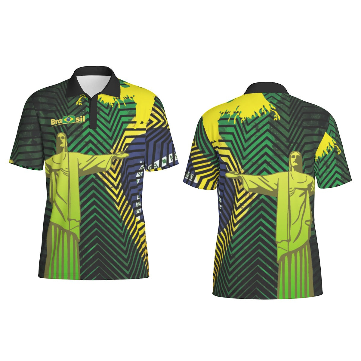 Camiseta Tipo Polo Brasil Cristo Redentor Streetwear – Ícono Urbano Tropical (Hombre)