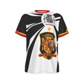 Camiseta España  BlanquiNegra con escudo y texto Spain en diseño deportivo