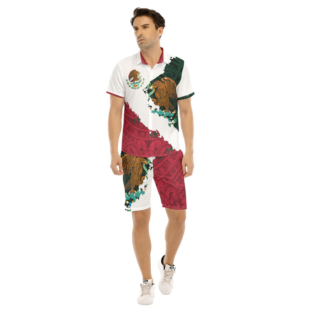 Conjunto Hawaiano Mexico Aguila Nacional Camisa y Short Hombre