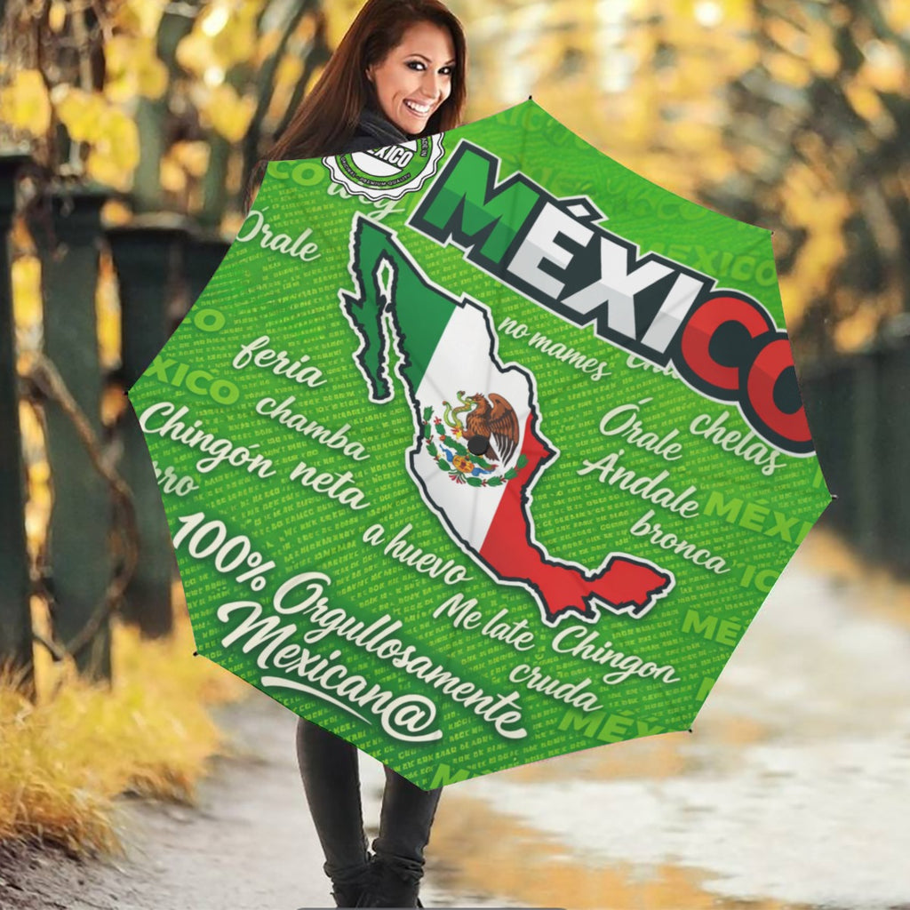 Sombrilla México 100% Orgullosamente Mexican@ Diseño Patriótico Mapa de México