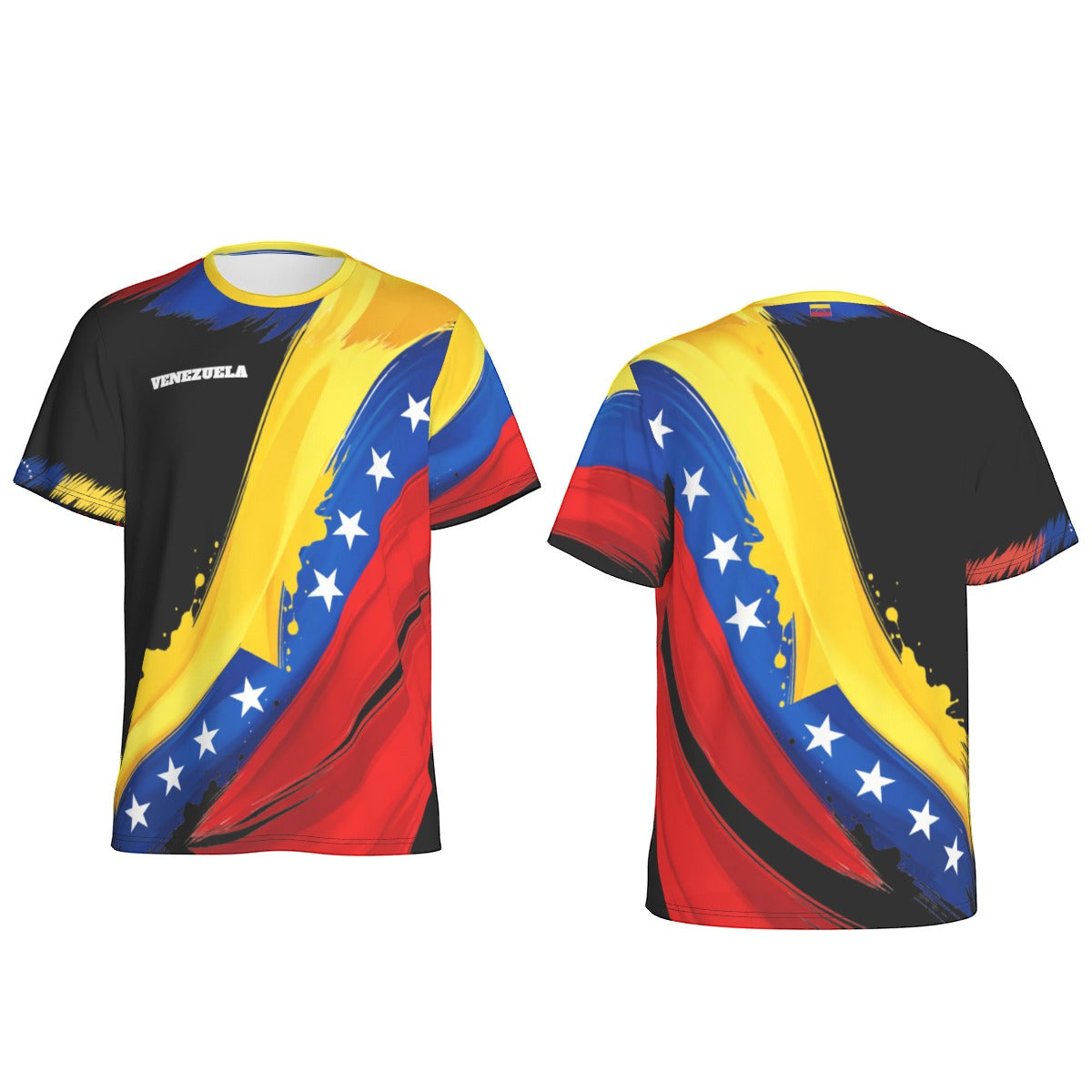 Camiseta Venezuela tricolor abstracto y estrellas estilo moderno