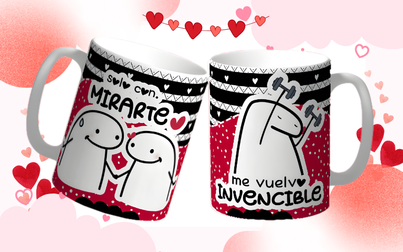 Mug San Valentin “Solo con Mirarte Me Vuelvo Invencible” Taza Romántica Divertida