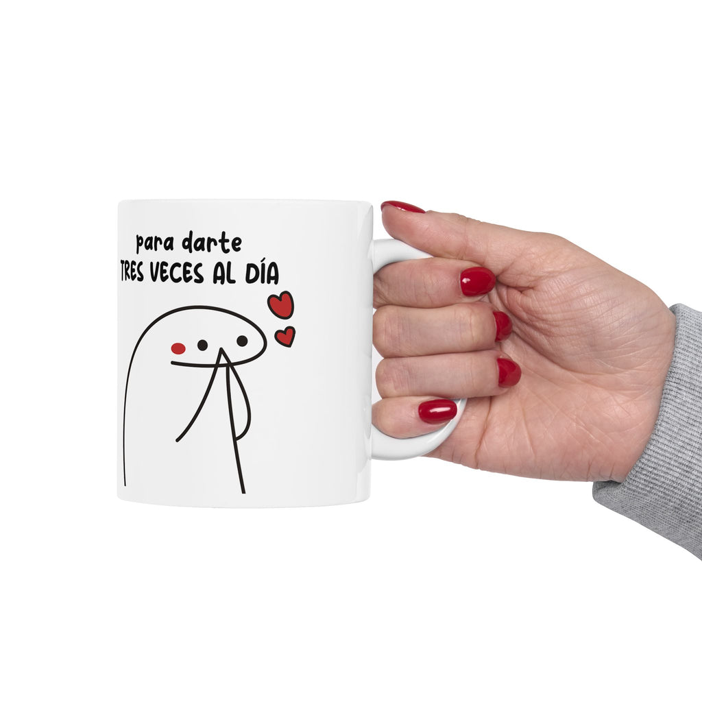 Taza San Valentin “Tres Veces al Día” Taza Divertida