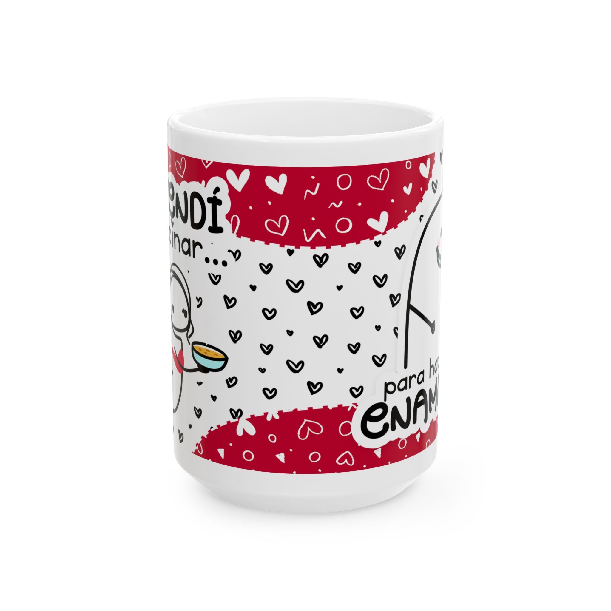 Mug San Valentin “Aprendí a Cocinar para Hacerte Enamorar” Taza Divertida de Amor