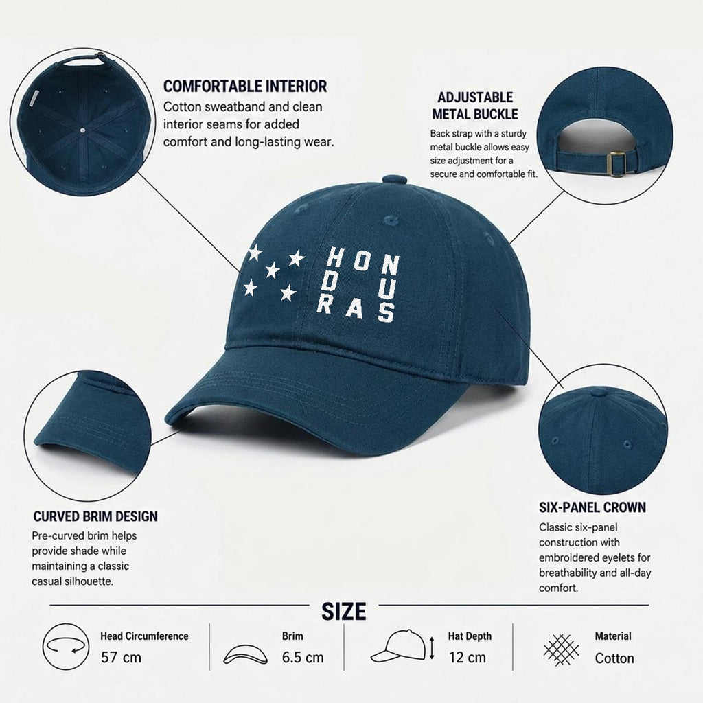 Gorra de Honduras Bordada Premium de Algodón Estilo Casual de Perfil Bajo