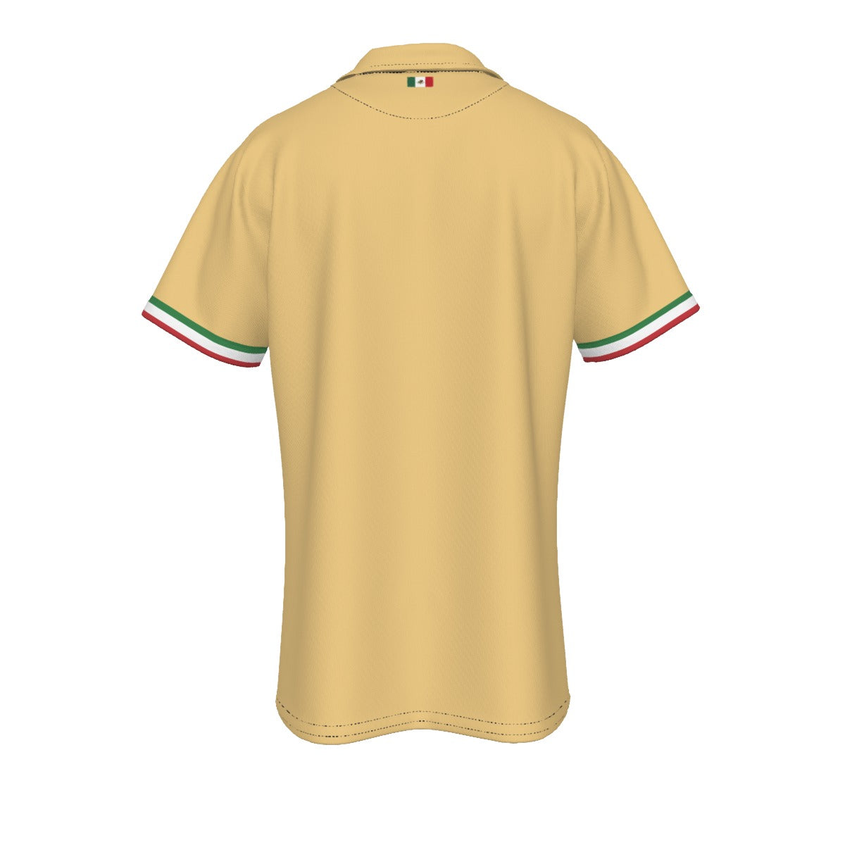 Polo México beige con mapa del país y diseño vertical moderno estilo deportivo