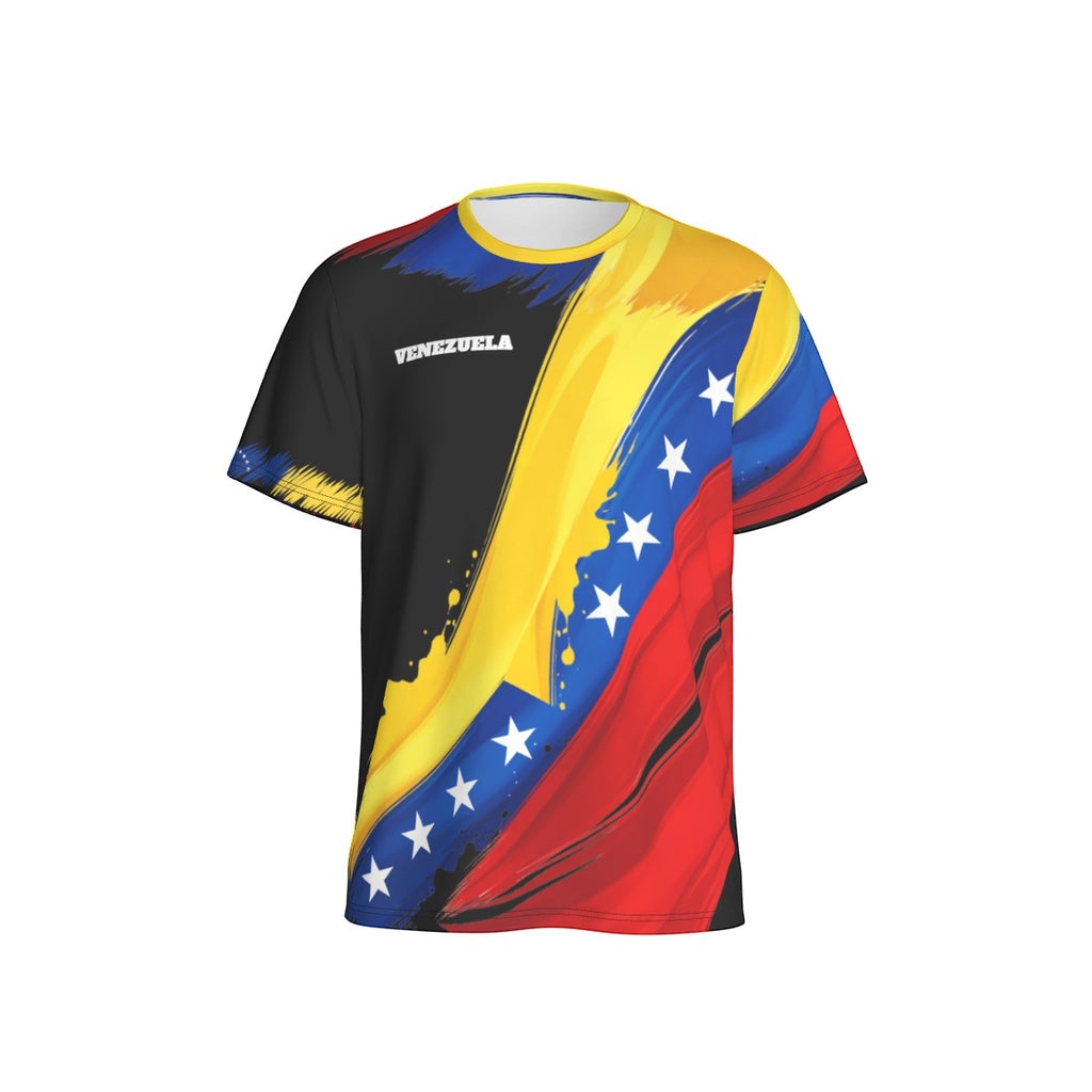 Camiseta Venezuela tricolor abstracto y estrellas estilo moderno