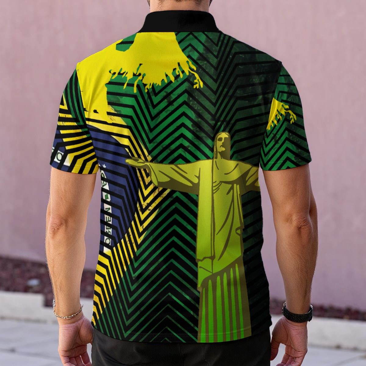 Camiseta Tipo Polo Brasil Cristo Redentor Streetwear – Ícono Urbano Tropical (Hombre)