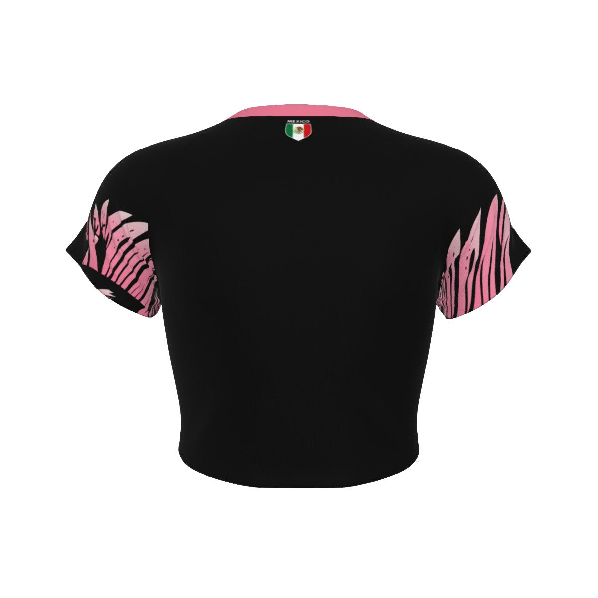 Crop Top de México Deportiva Premium con Mangas Ranglán y Alas Rosas