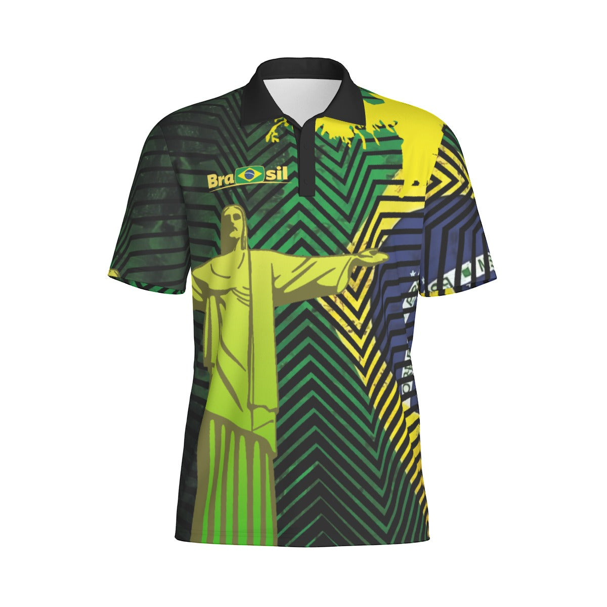 Camiseta Tipo Polo Brasil Cristo Redentor Streetwear – Ícono Urbano Tropical (Hombre)