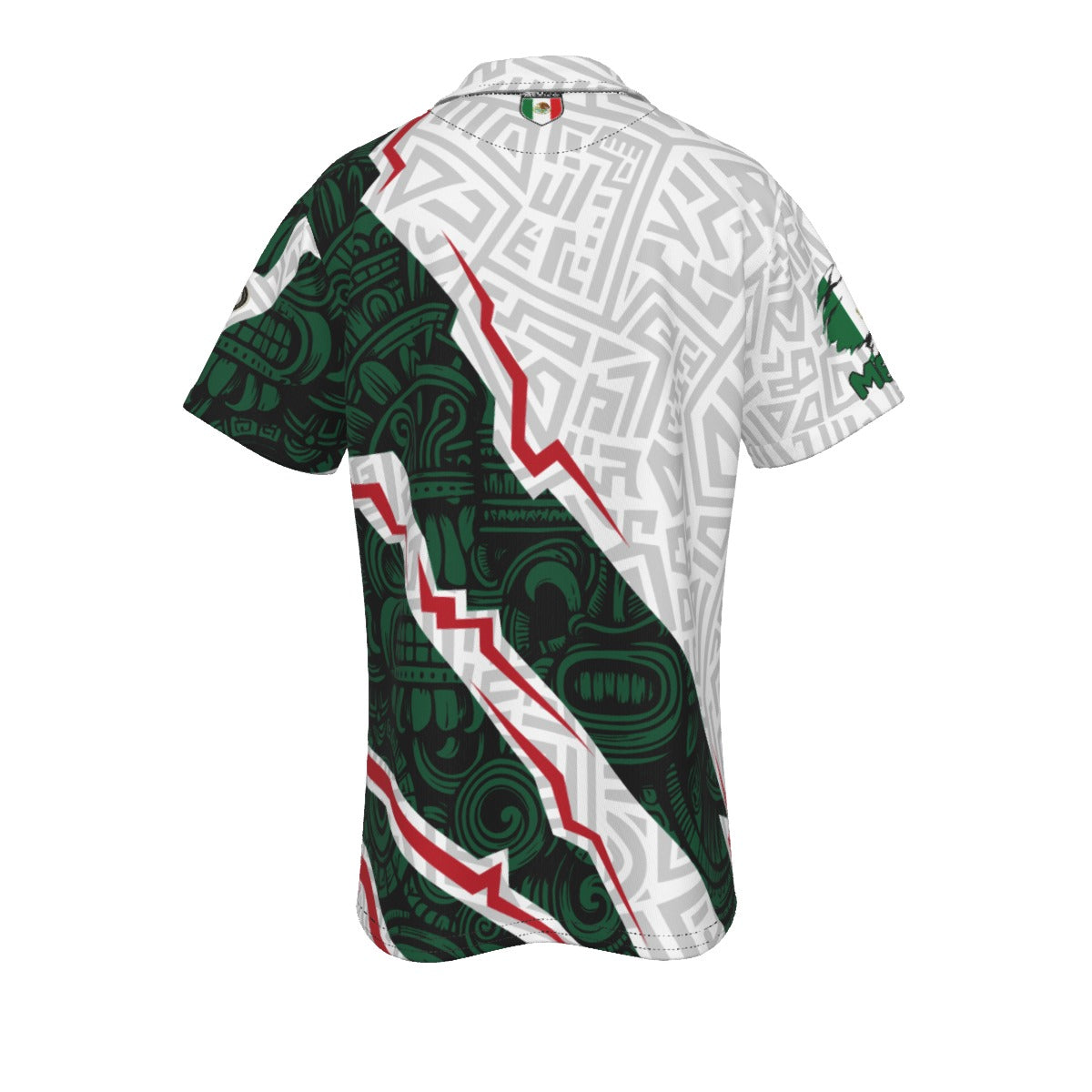Polo México diseño azteca moderno | Camisa deportiva elegante verde blanco con estilo cultural