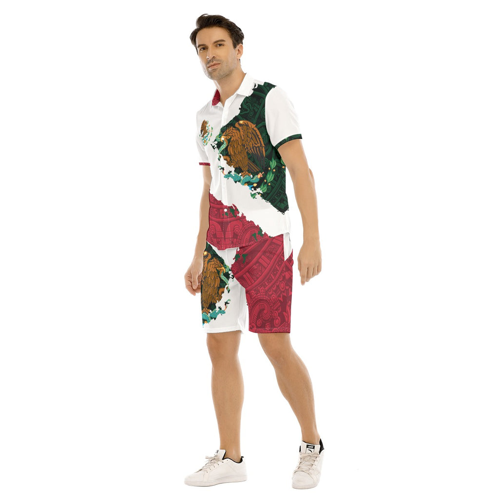 Conjunto Hawaiano Mexico Aguila Nacional Camisa y Short Hombre