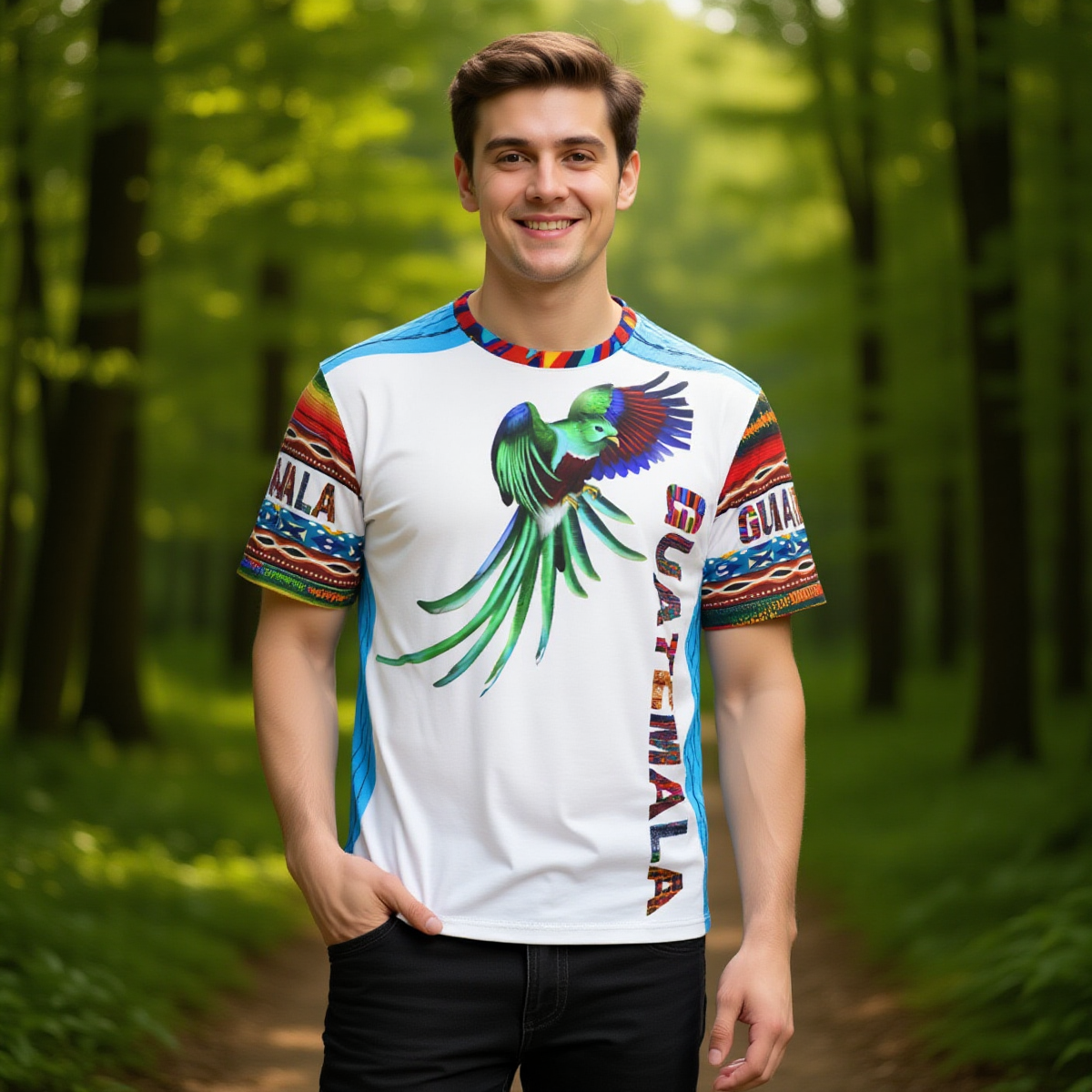 Camiseta Guatemala Quetzal Streetwear – Espíritu Maya Neck Sports T-Shirt Hombre