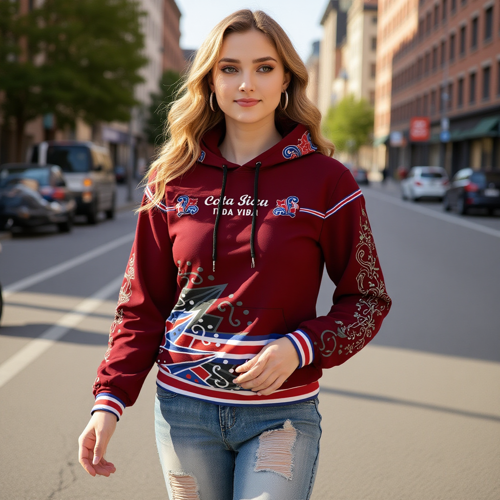 Sudadera con Capucha Costa Rica Streetwear Mujer – Pura Vida Urbana