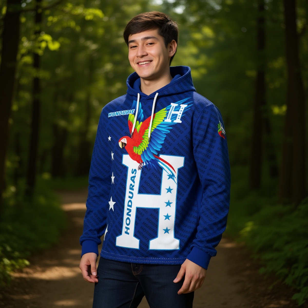 Sudadera con Capucha y Mascara Fleece Hoodie Honduras Ave Nacional Hombre