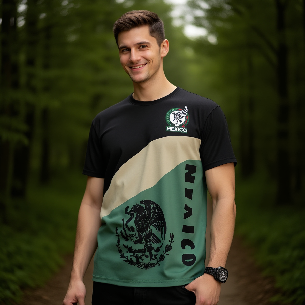Camiseta Mexico Menta Beige Cultural – Aguila y Orgullo Nacional Unisex