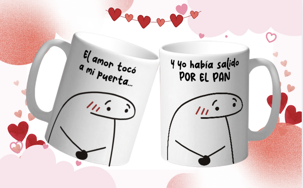 Tazas San Valentin Pareja “El Amor Tocó a Mi Puerta” Romántico y Divertido