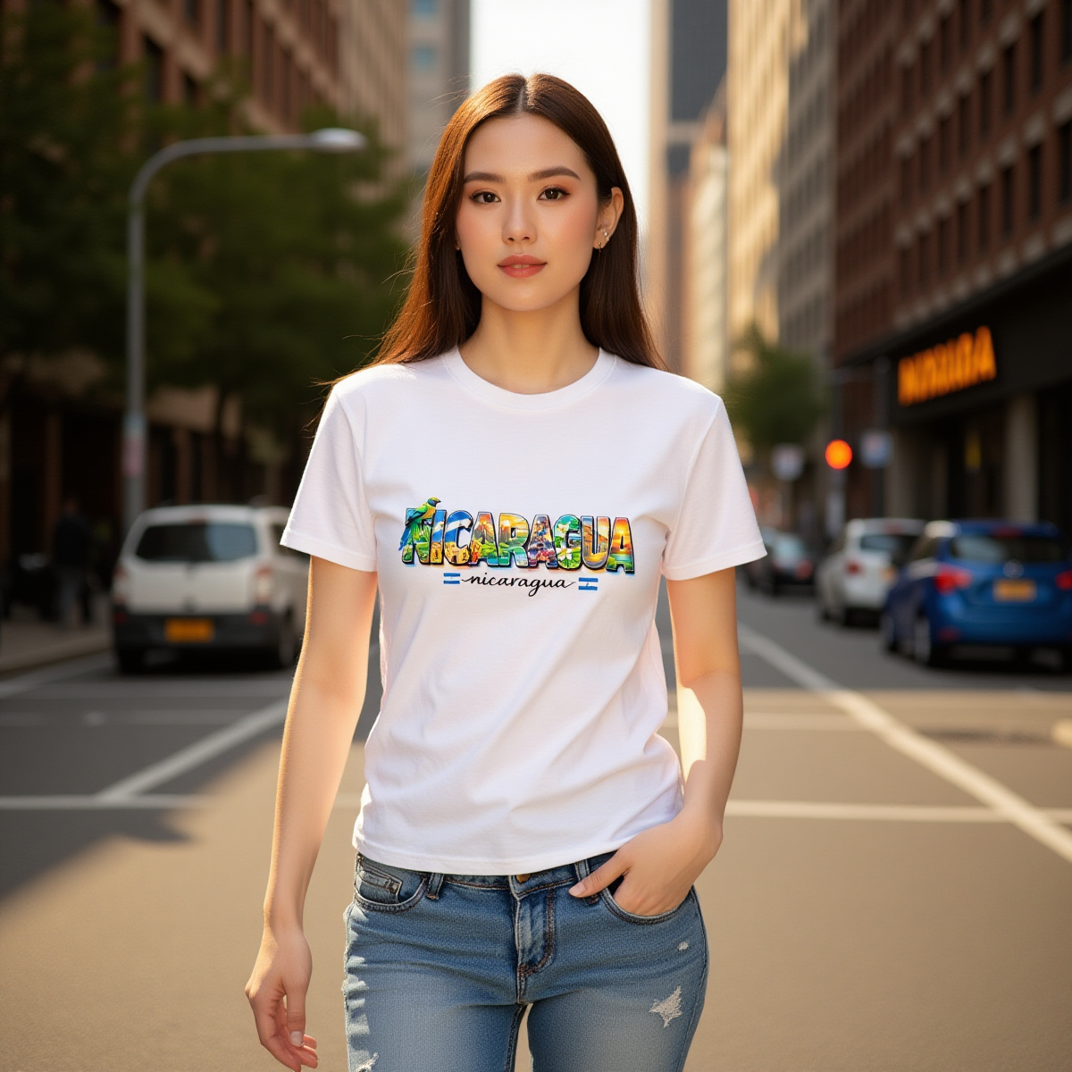 Camiseta Nicaragua Mi Orgullo Diseño Colorido Unisex