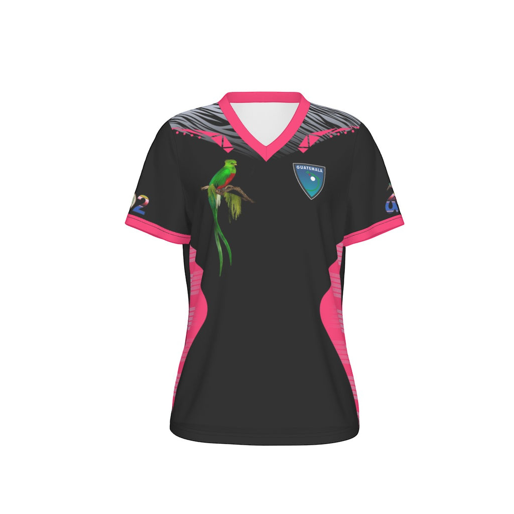 Camisa Guatemala Ave Nacional Negra Detalles Rosa Mujer
