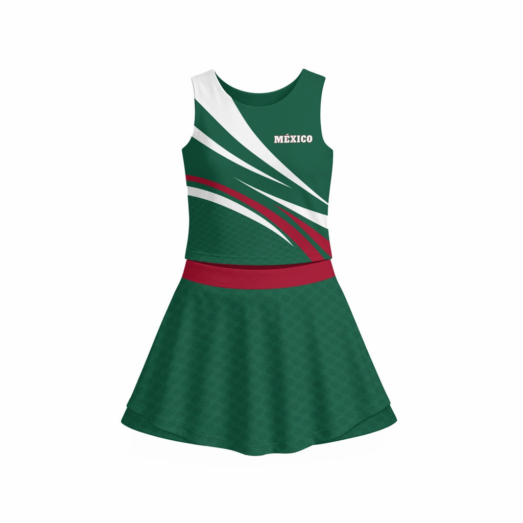 Set Deportivo de Mexico de Falda con Short Integrado y Top Premium para Mujer