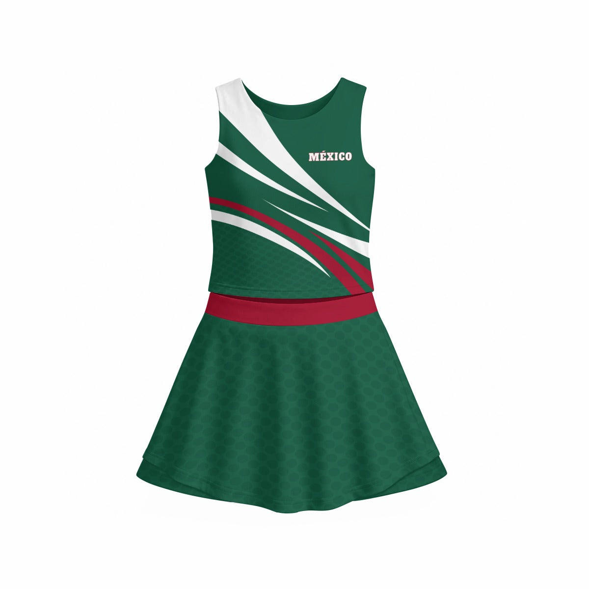 Set Deportivo de Mexico de Falda con Short Integrado y Top Premium para Mujer