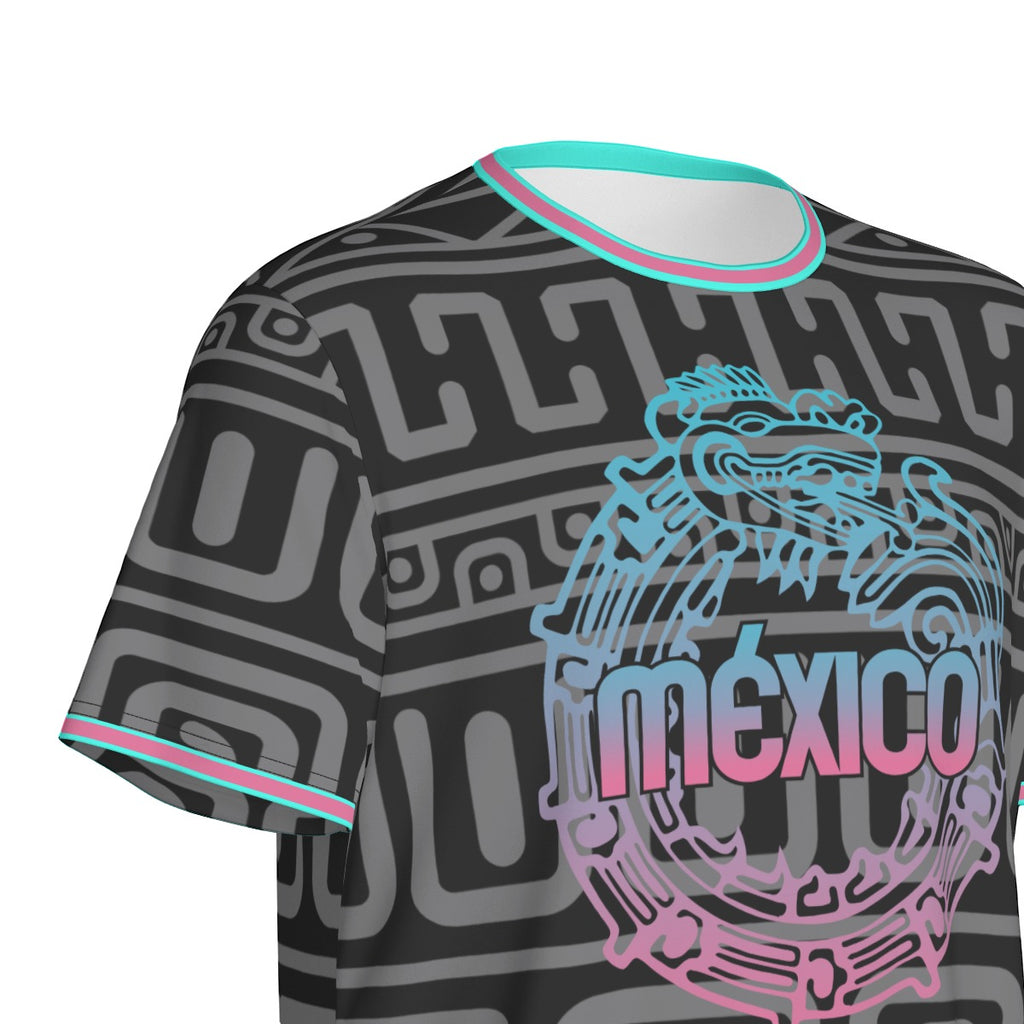 Camiseta México Arte Prehispánico Geométrico Negra Unisex