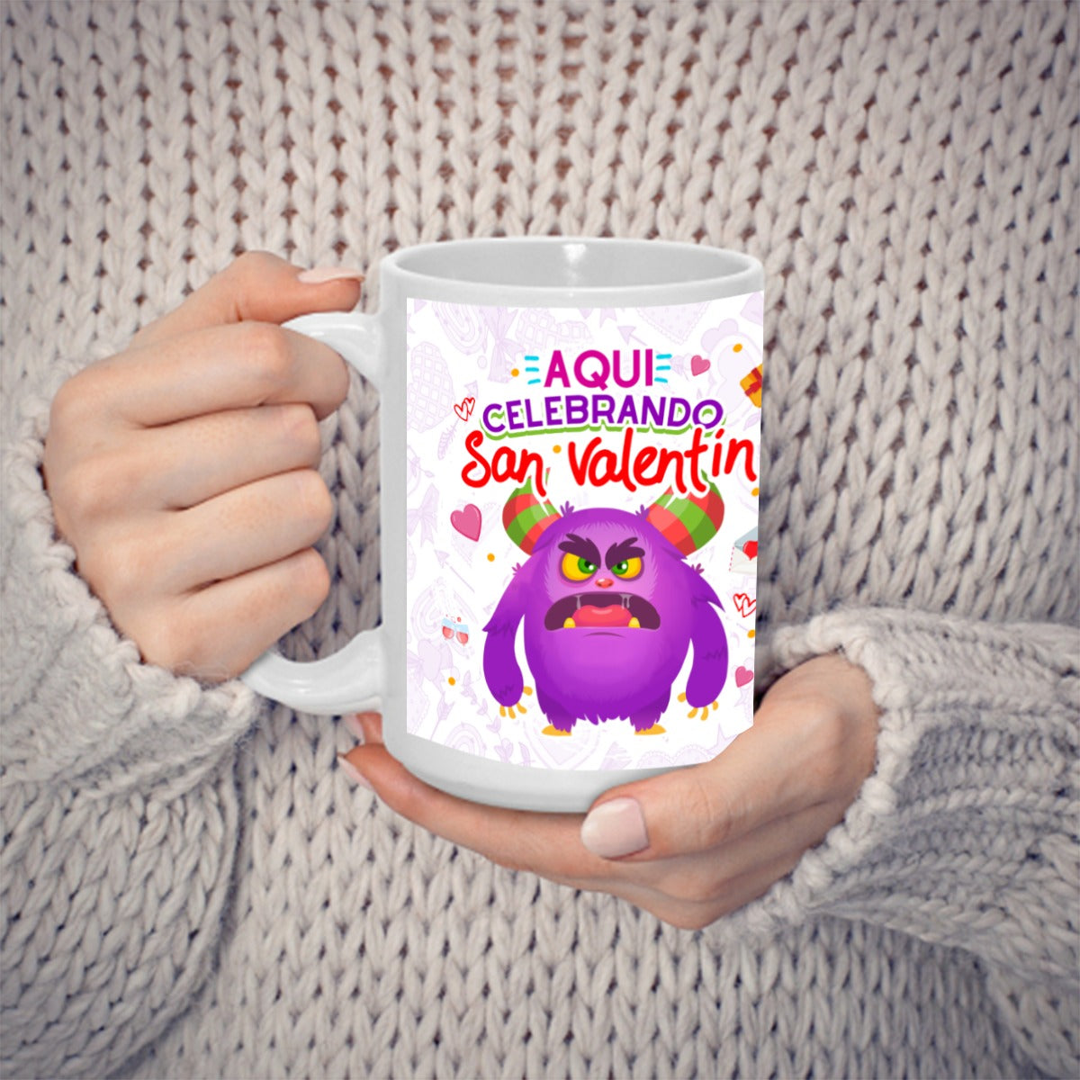 Taza y Tumbler San Valentin “Aquí Celebrando San Valentín”  Edición Divertida