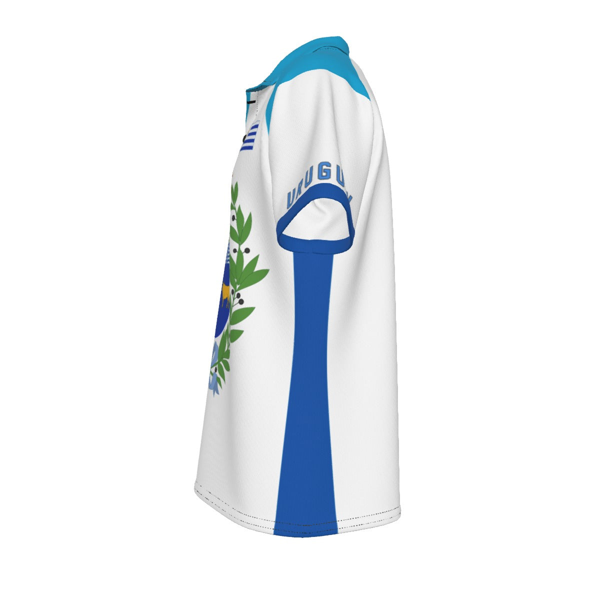 Polo Uruguay con escudo nacional | Camisa deportiva elegante celeste para hombre