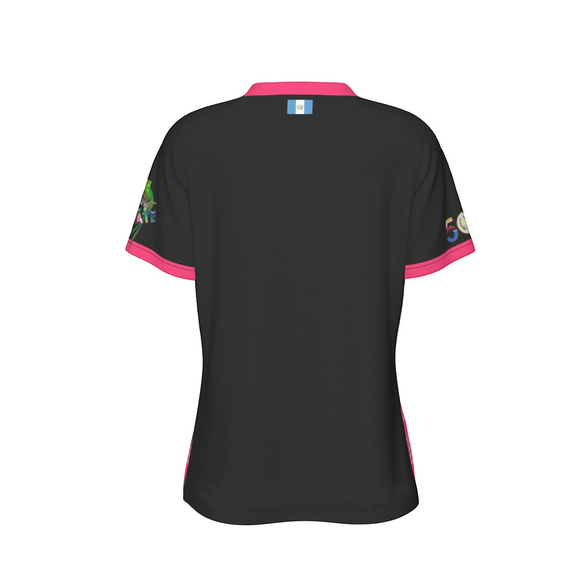 Camisa Guatemala Ave Nacional Negra Detalles Rosa Mujer