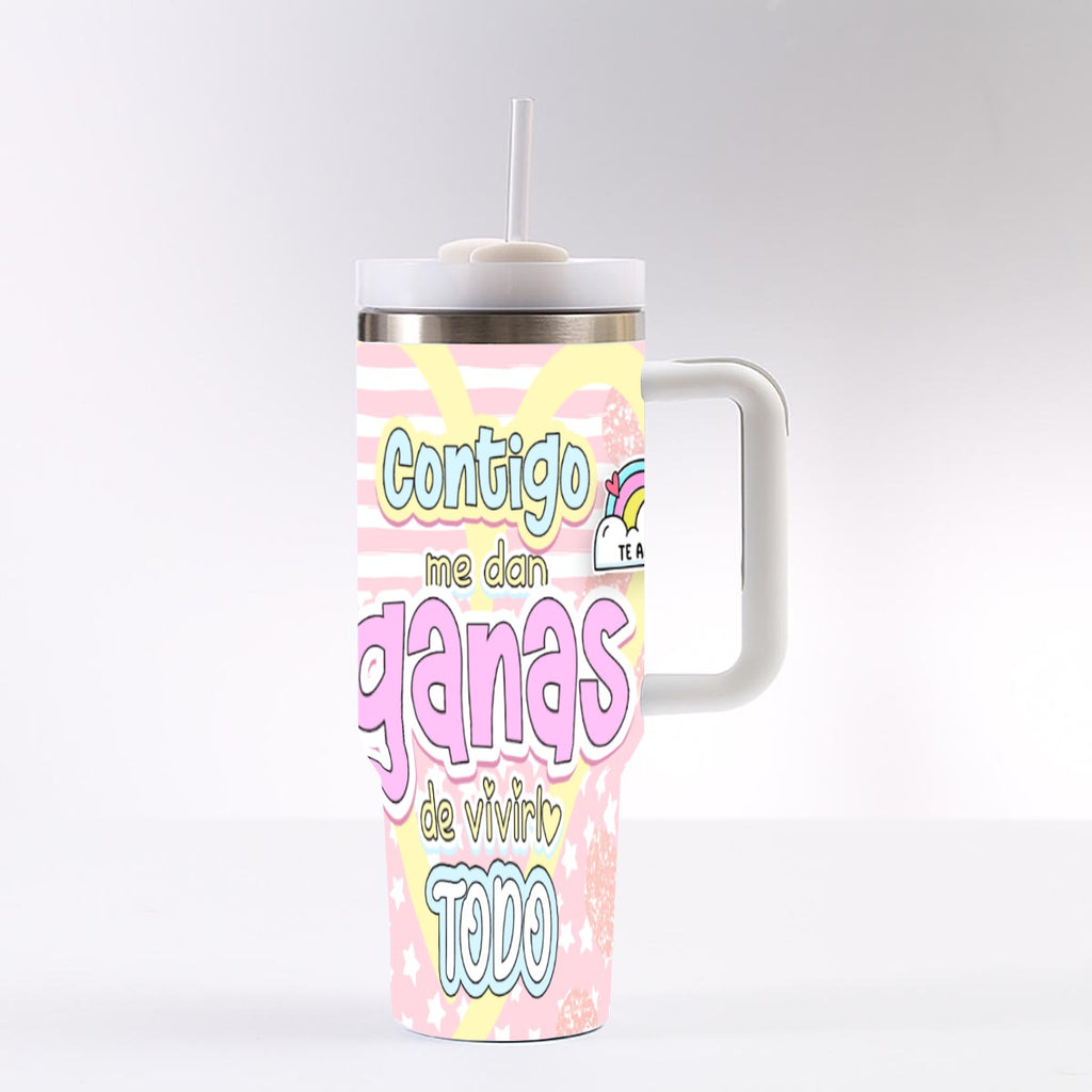 Tumbler -TazaContigo Me Dan Ganas de Vivirlo Todo – Colección San Valentin