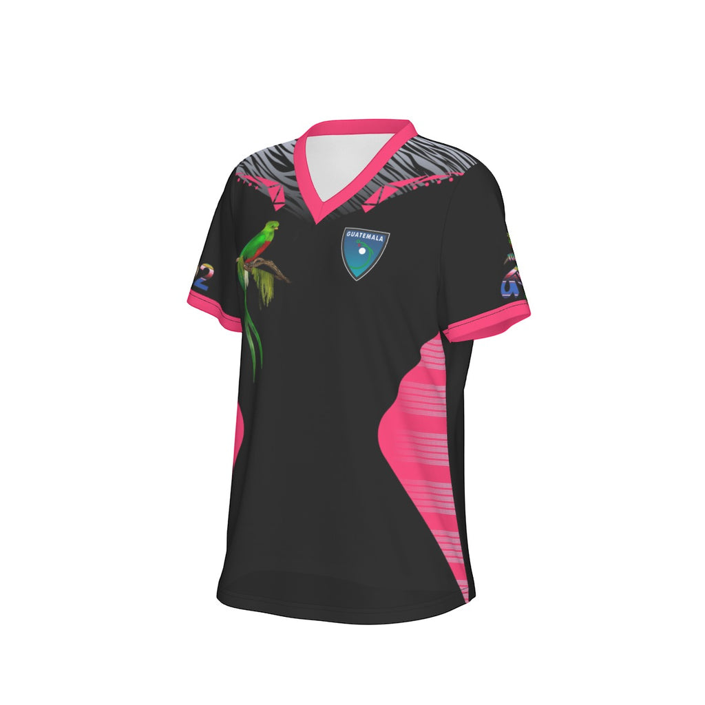 Camisa Guatemala Ave Nacional Negra Detalles Rosa Mujer