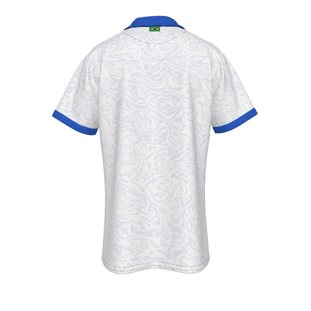 Polo Brasil guacamaya tropical | Camisa blanca elegante con diseño exótico y estilo brasileño