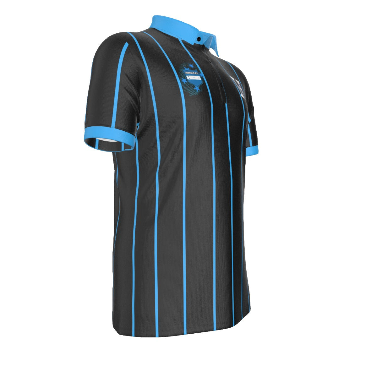 Polo Honduras Negro a Rayas Escudo Huella Orgullo Nacional