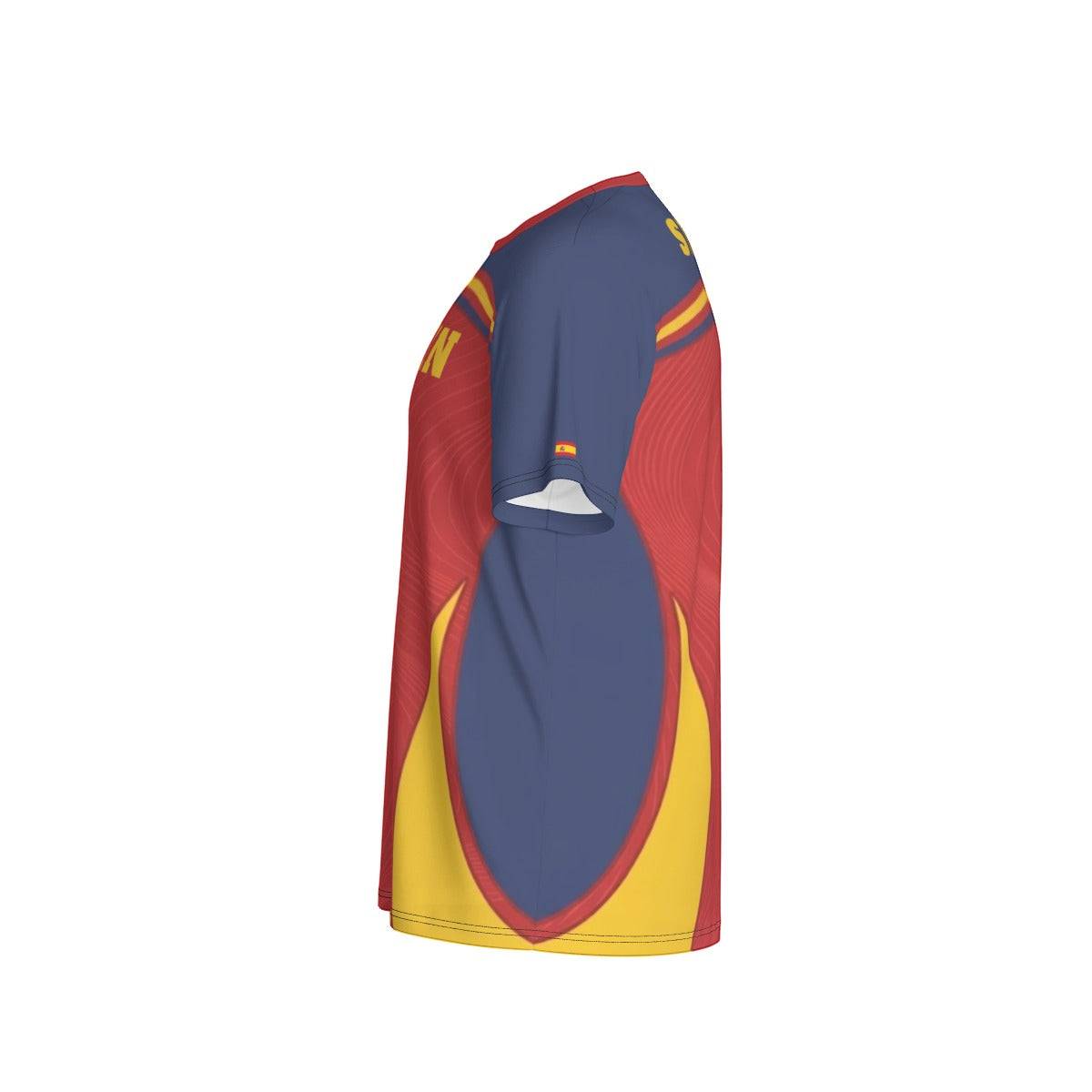 Camiseta Deportiva de España con Diseño de Líneas Onduladas y Ajuste Premium