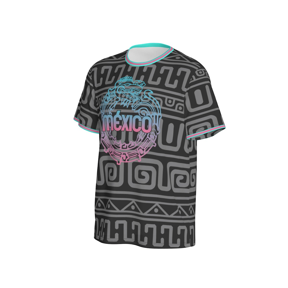 Camiseta México Arte Prehispánico Geométrico Negra Unisex