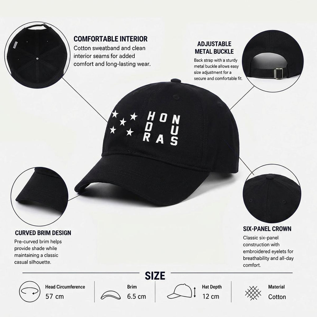 Gorra de Honduras Bordada Premium de Algodón Estilo Casual de Perfil Bajo
