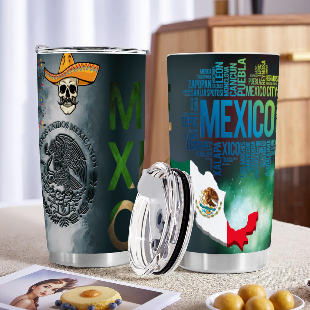 Tumbler Mexico 20oz – Vaso Térmico de Acero Inoxidable con Tapa Antiderrames
