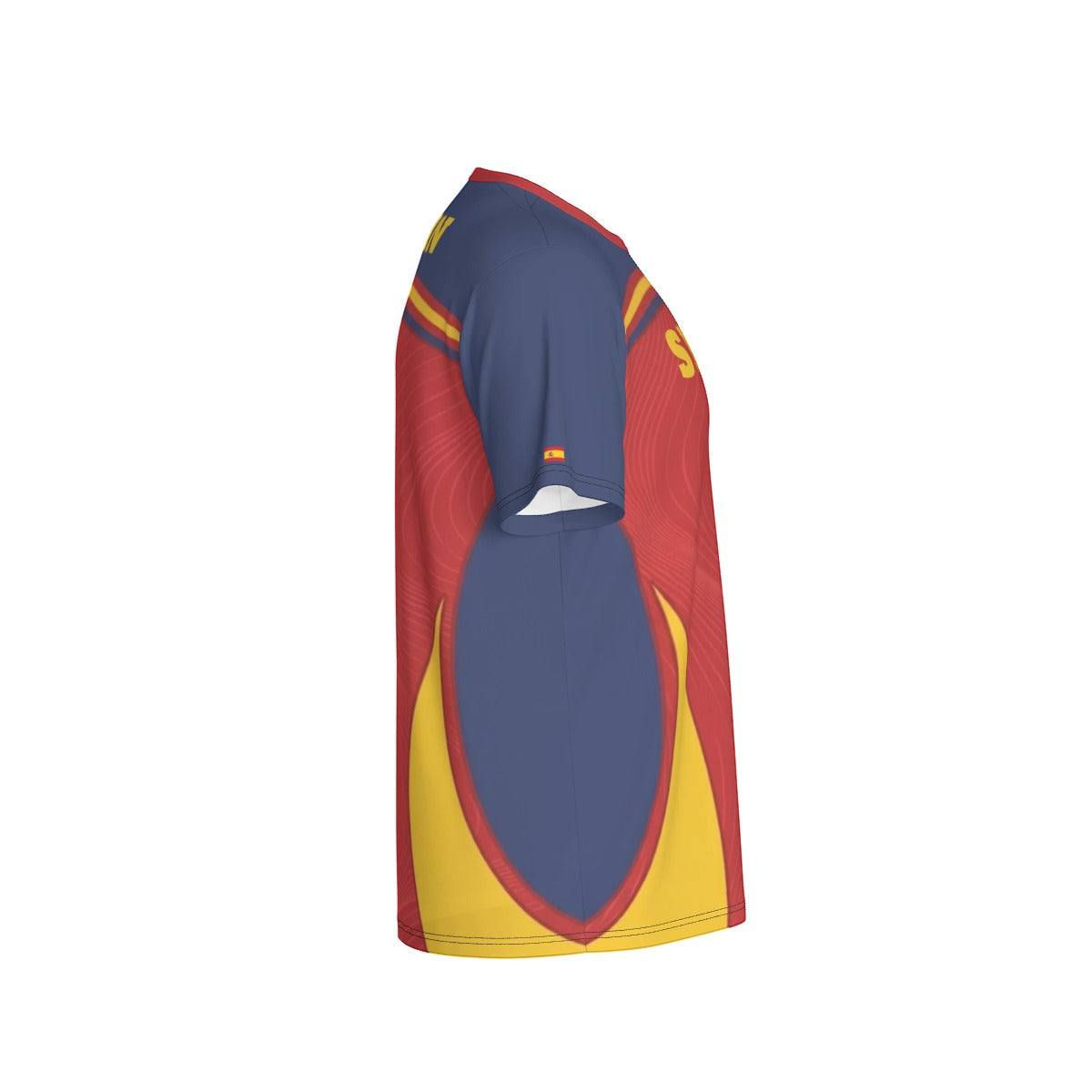 Camiseta Deportiva de España con Diseño de Líneas Onduladas y Ajuste Premium