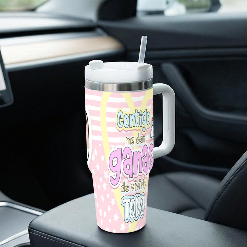 Tumbler -TazaContigo Me Dan Ganas de Vivirlo Todo – Colección San Valentin