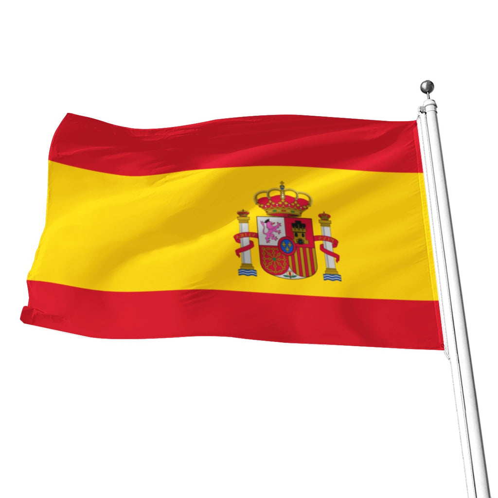 Bandera de España con escudo decorativa de poliéster rojo y amarillo