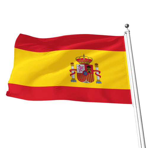 Bandera de España con escudo decorativa de poliéster rojo y amarillo