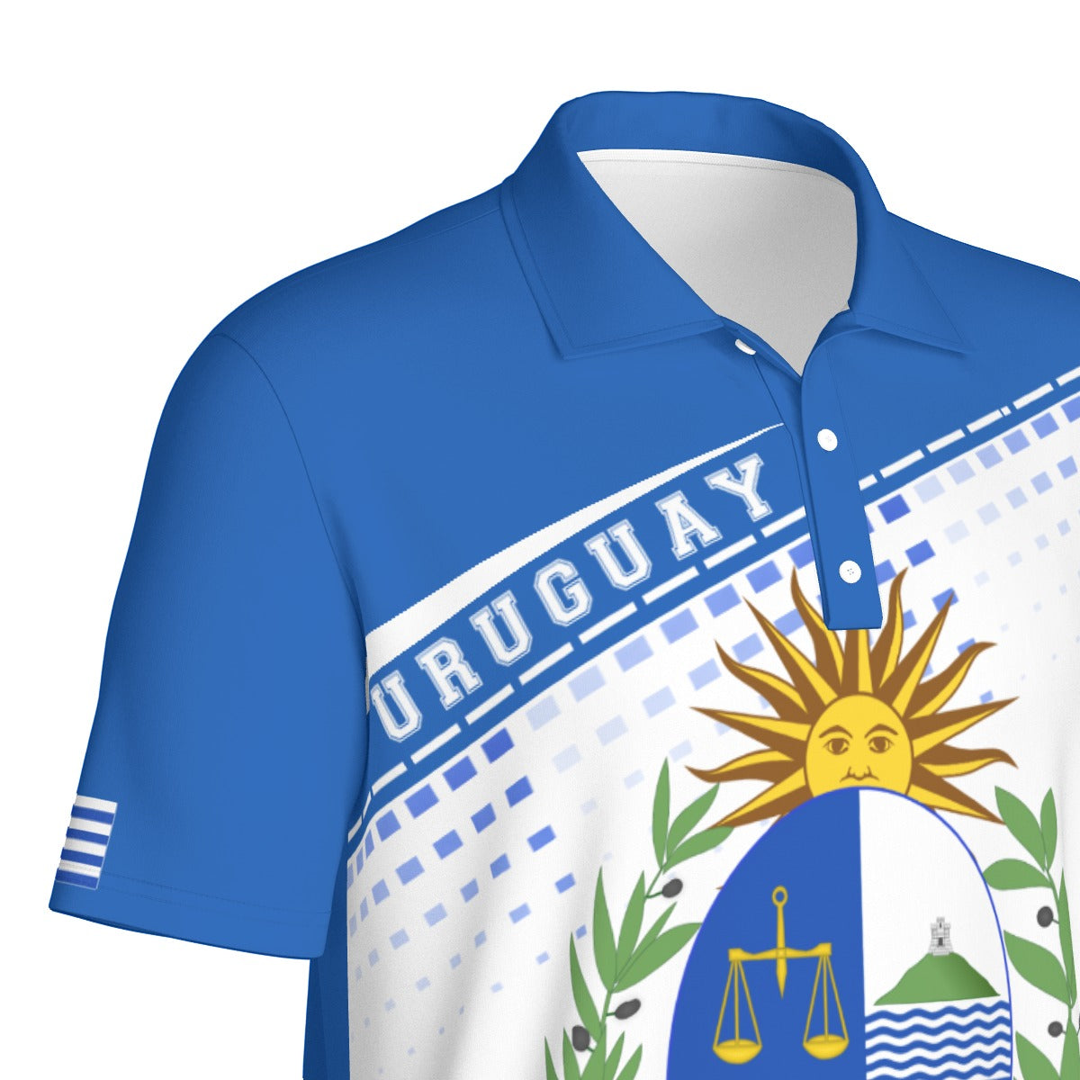 Polo Uruguay Premium para Hombre – Diseño Bandera y Escudo Nacional