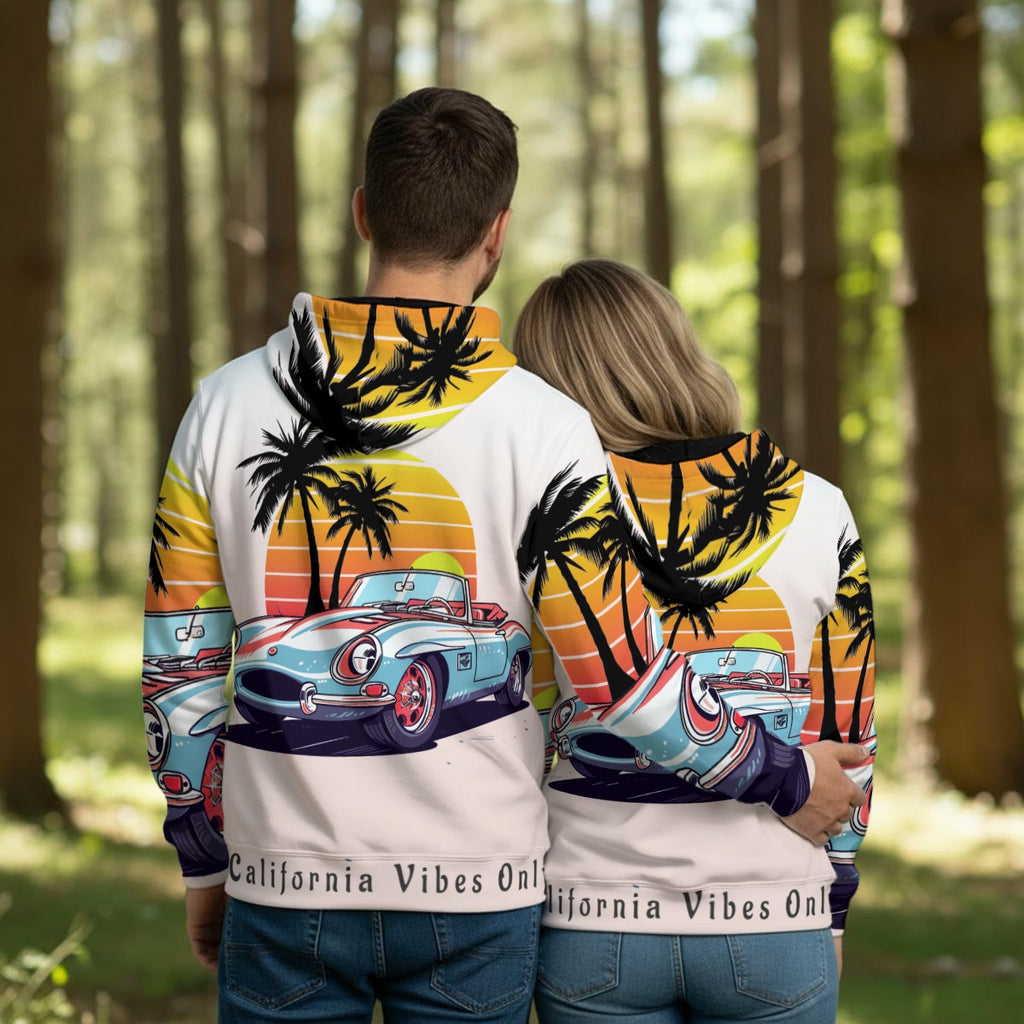 Sudadera California Vibes con auto clásico y palmeras estilo retro