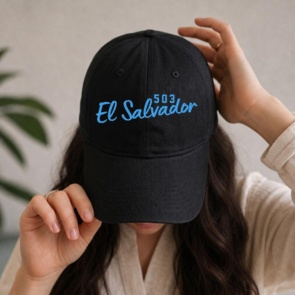 Gorra de El Salvador 503 Bordada Premium Estilo Casual Ajustable de Algodón