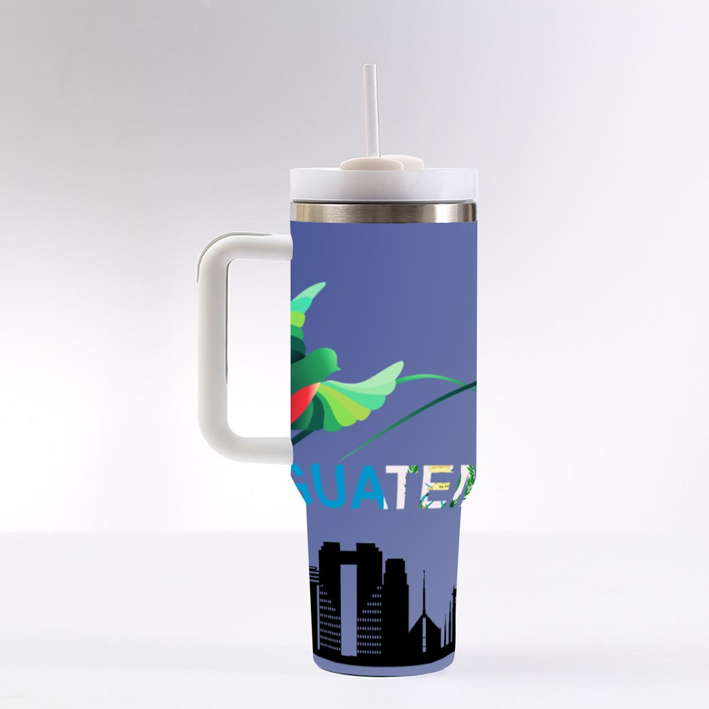Tumbler Guatemala 40oz – Vaso Térmico de Acero Inoxidable con Asa, Tapa y Popote
